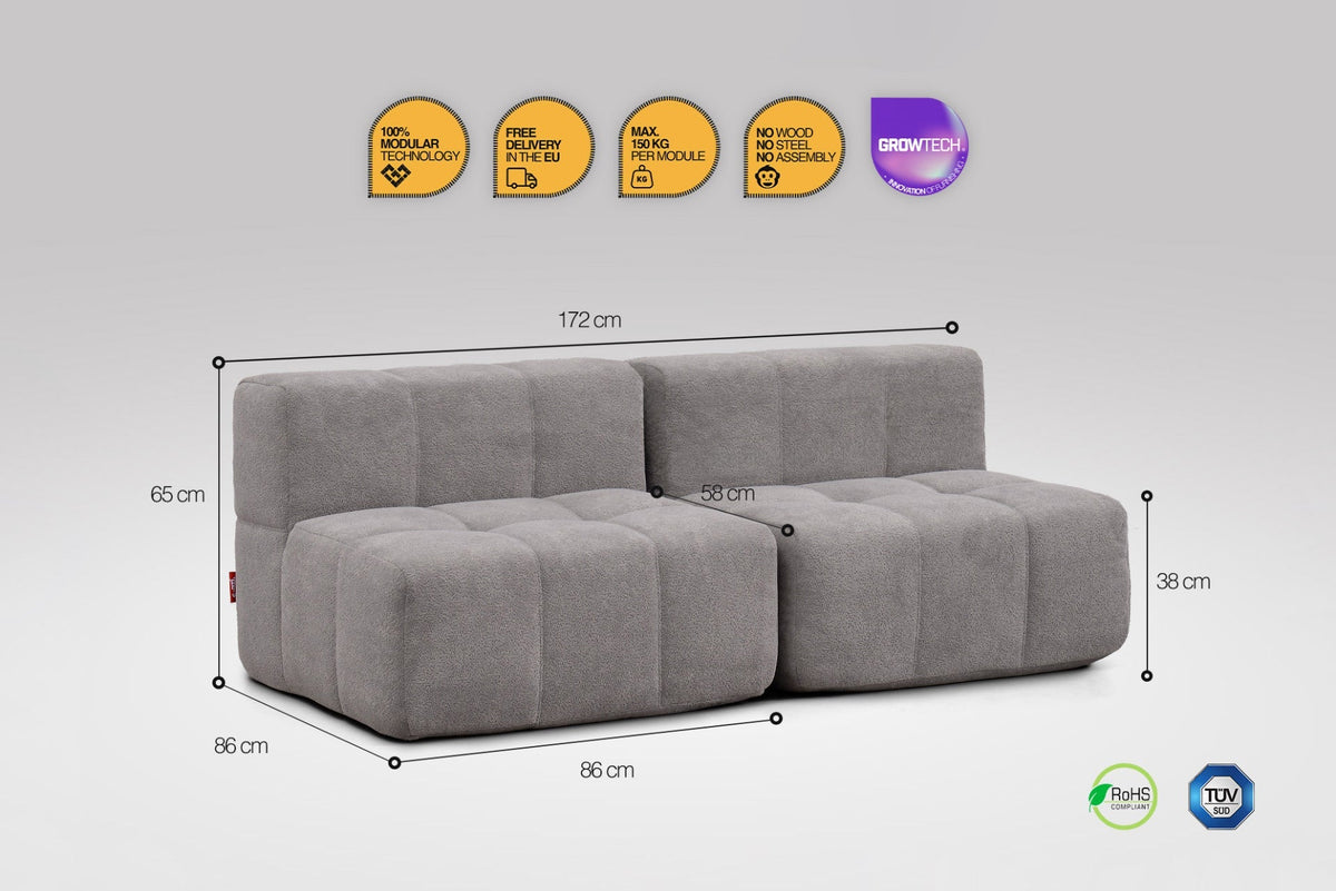 2 Teiliges Modulares Sofa – Grau