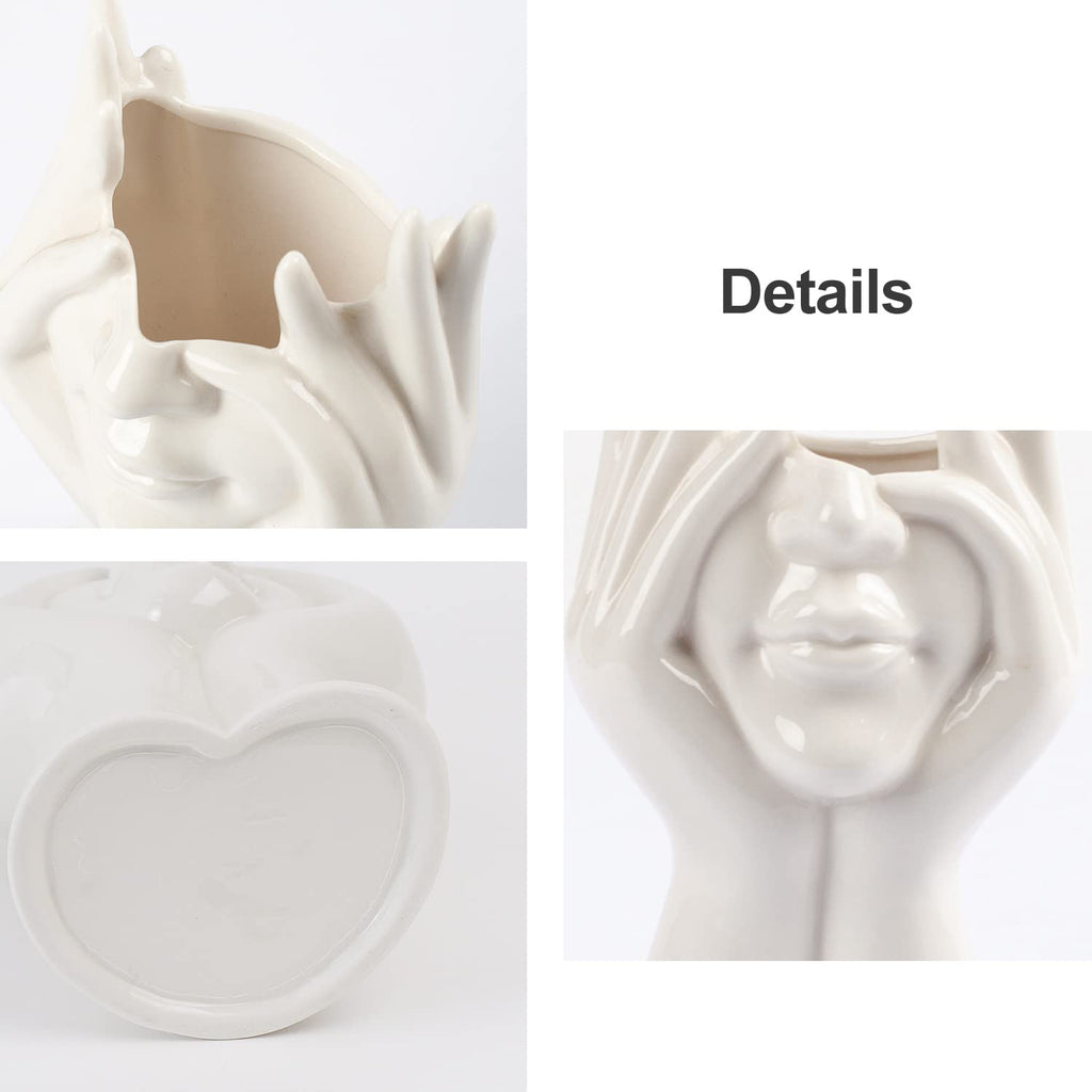CEMABT Gesicht vase, Blume Dekor, Keramik Körper Weibliche Form, Ideale Regal, Moderne Bauernhaus Tisch, Kleine nette Bücherregal Halbgesicht (Stil-C)