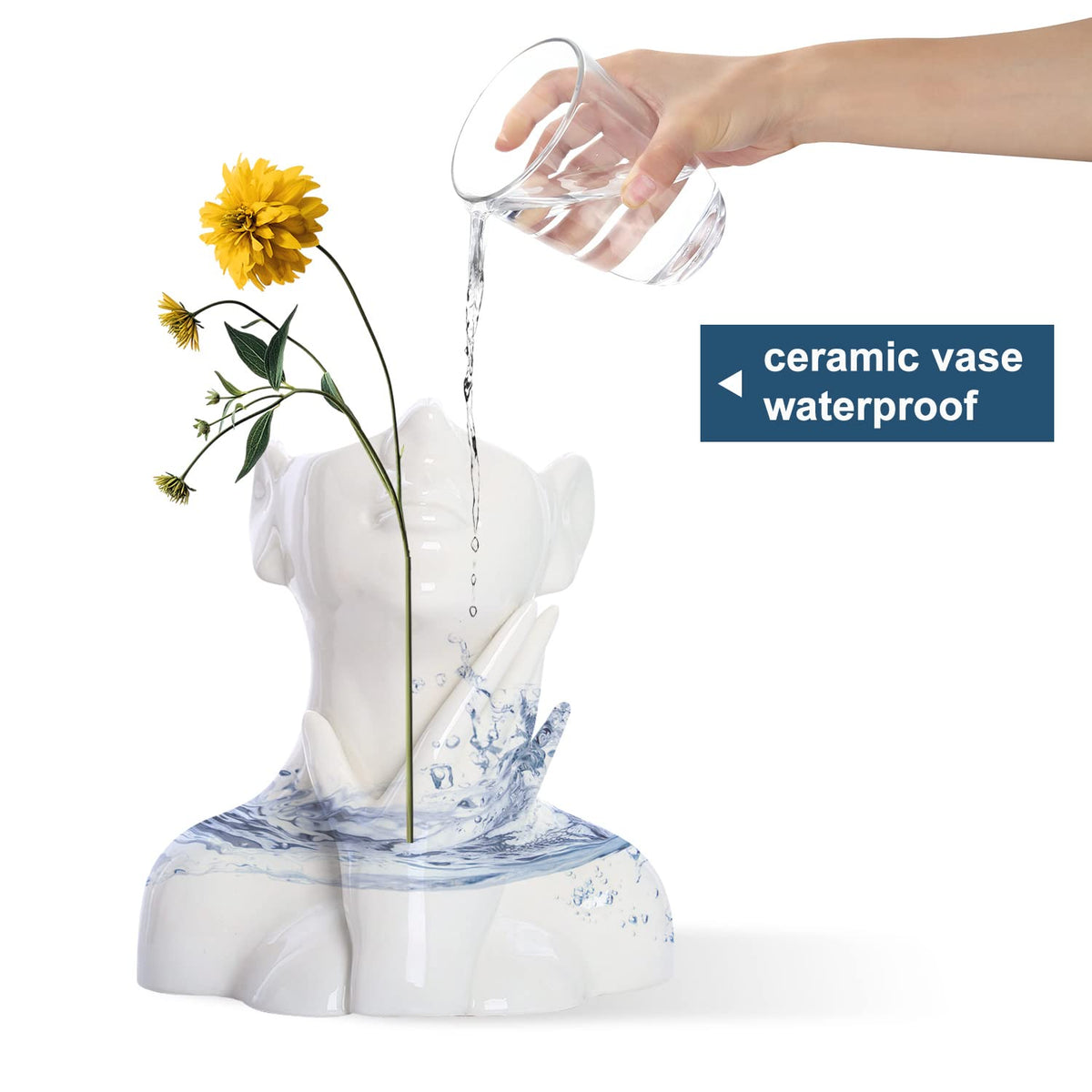 CEMABT Gesicht vase, Blume Dekor, Keramik Körper Weibliche Form, Ideale Regal, Moderne Bauernhaus Tisch, Kleine nette Bücherregal Halbgesicht (Stil-C)