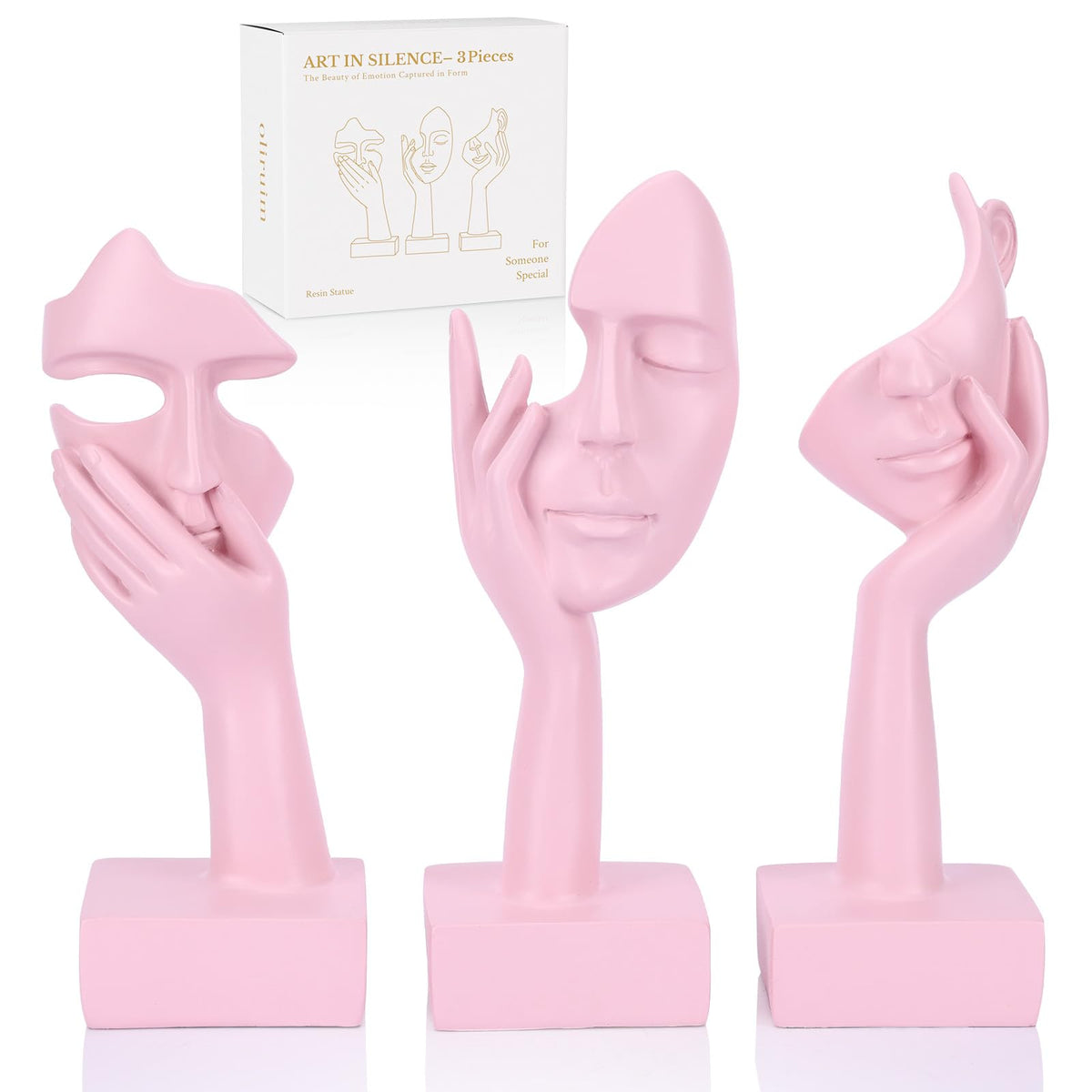 Schwarze Heimdekoration Akzentkunst Frau Gesicht Statue Sammlerstück Statue für modernes Zuhause Wohnzimmer Bücherregal Schwarz Schreibtisch Dekor 3-teiliges Set