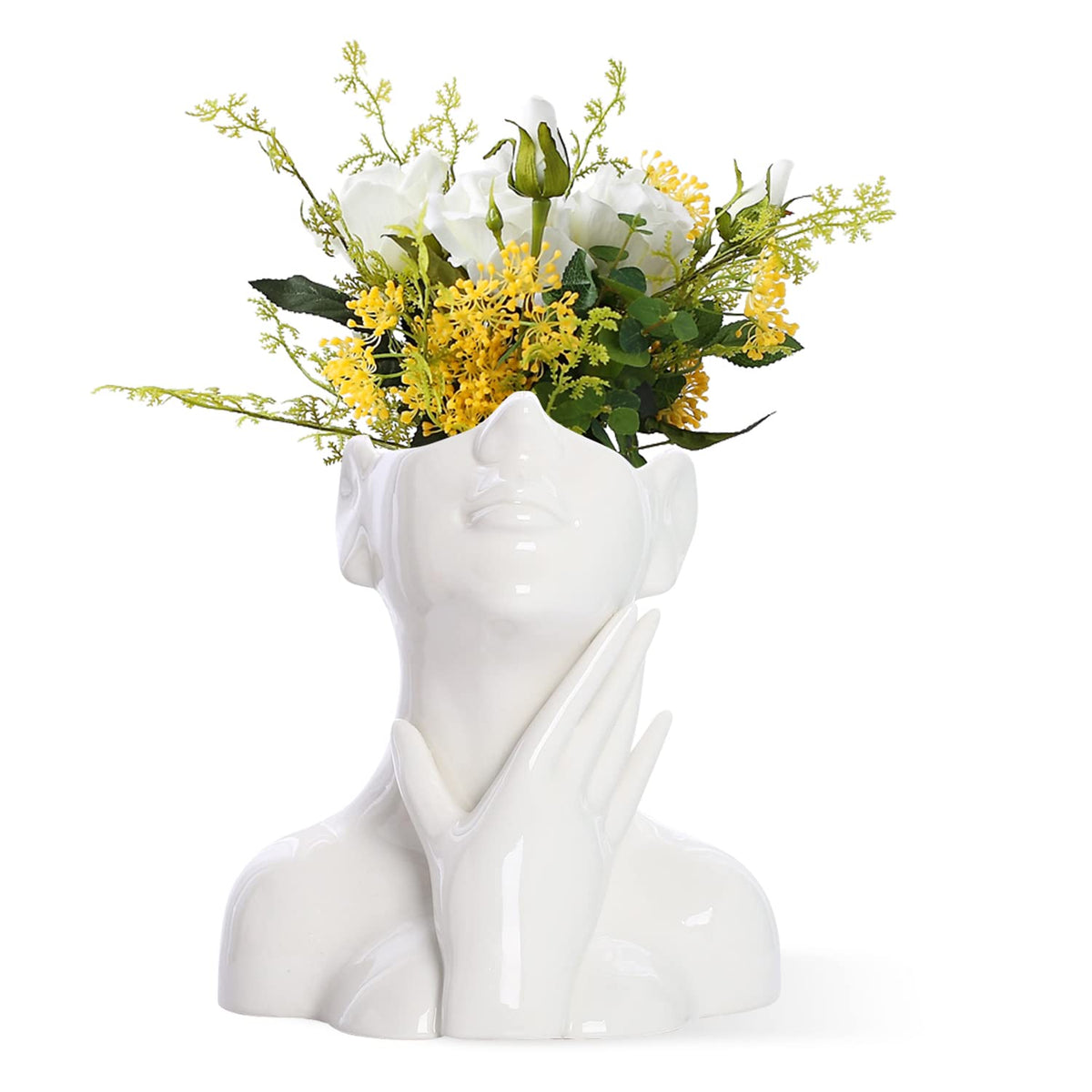 CEMABT Gesicht vase, Blume Dekor, Keramik Körper Weibliche Form, Ideale Regal, Moderne Bauernhaus Tisch, Kleine nette Bücherregal Halbgesicht (Stil-C)