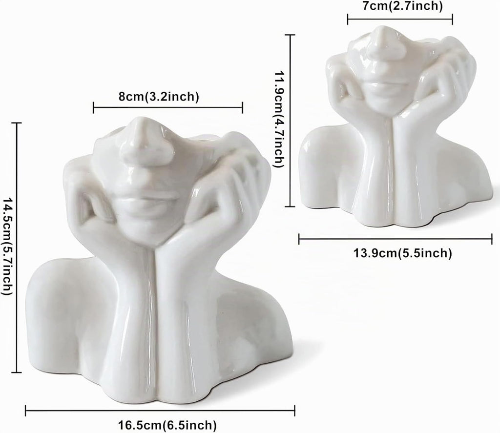 CEMABT Gesicht vase, Blume Dekor, Keramik Körper Weibliche Form, Ideale Regal, Moderne Bauernhaus Tisch, Kleine nette Bücherregal Halbgesicht (Stil-C)