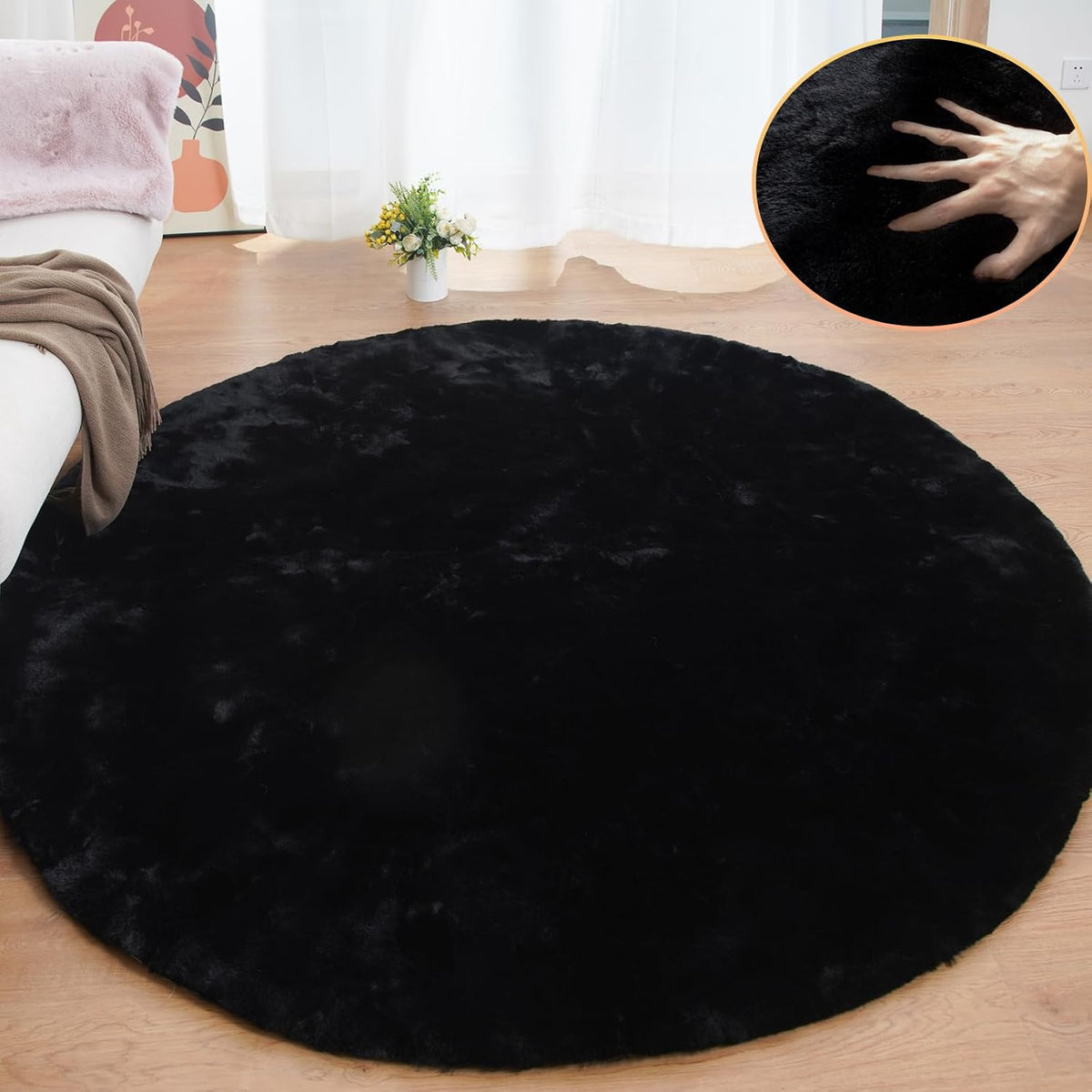 ORINOVA Teppich Schlafzimmer Beige Waschbar Flauschig 60x90 cm Fellteppich Kunstfell Wohnzimmer Kinderzimmer Teppich Weich Klein Deko Rechteckig