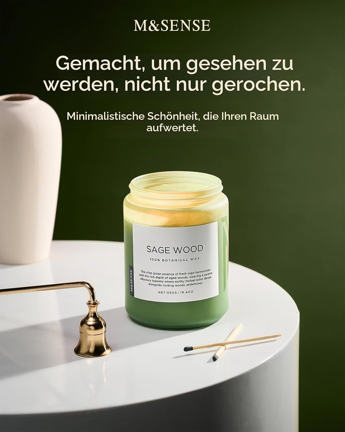 M&SENSE Duftkerze im Glas – Sojawachskerze Kirschblüte 200g | Süßer und Blumiger Duft | 50 Stunden Brenndauer | Natürliche Kerze für romantische und entspannende Atmosphäre
