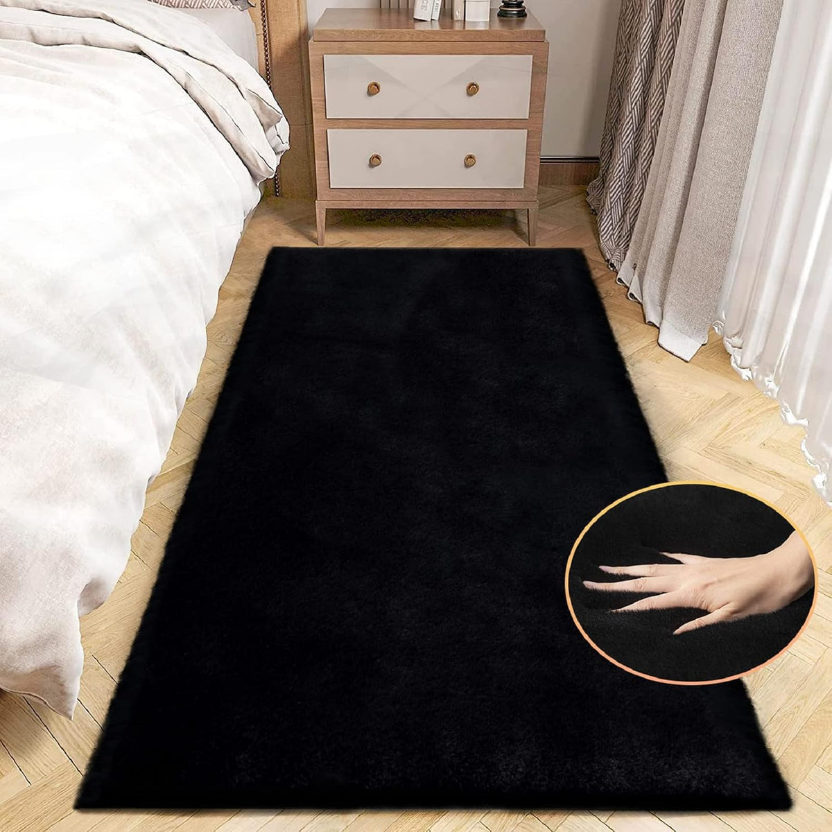 ORINOVA Teppich Schlafzimmer Beige Waschbar Flauschig 60x90 cm Fellteppich Kunstfell Wohnzimmer Kinderzimmer Teppich Weich Klein Deko Rechteckig