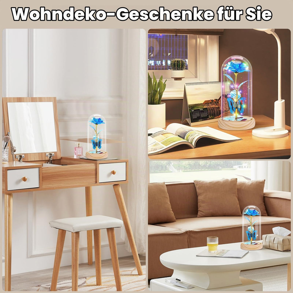 Otlonpe Geschenke für Frauen, Ewige Glas Rose Personalisierte Geburtstagsgeschenk für Frauen Freundin Mama Oma Frau Valentinstag Weihnachts Muttertags