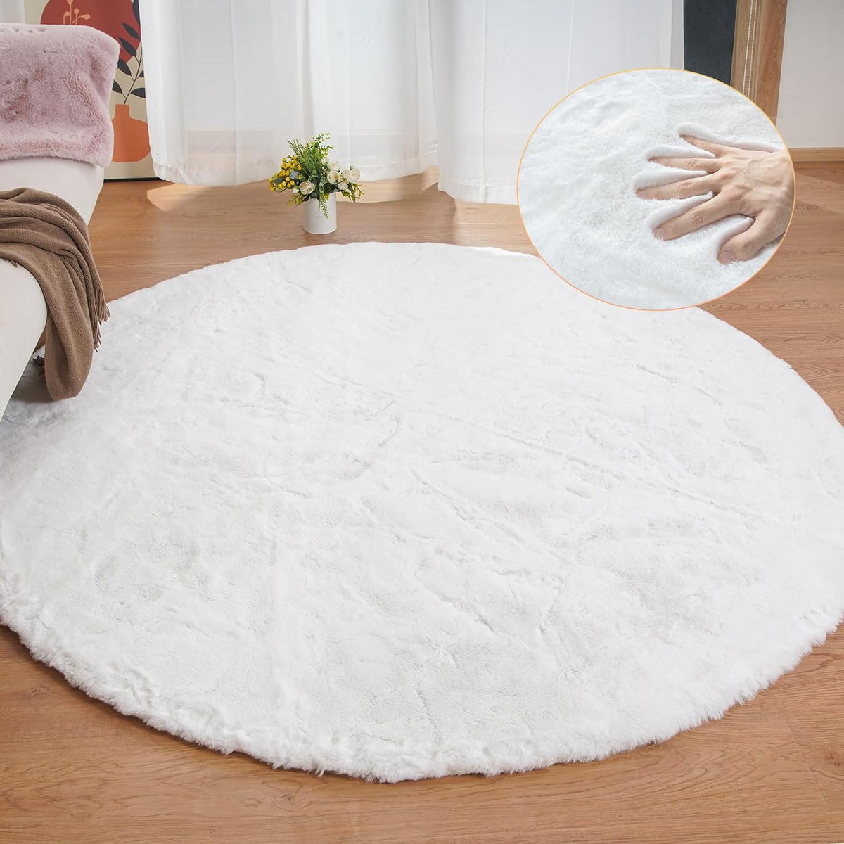 ORINOVA Teppich Schlafzimmer Beige Waschbar Flauschig 60x90 cm Fellteppich Kunstfell Wohnzimmer Kinderzimmer Teppich Weich Klein Deko Rechteckig