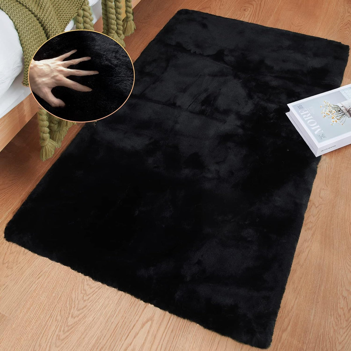 ORINOVA Teppich Schlafzimmer Beige Waschbar Flauschig 60x90 cm Fellteppich Kunstfell Wohnzimmer Kinderzimmer Teppich Weich Klein Deko Rechteckig