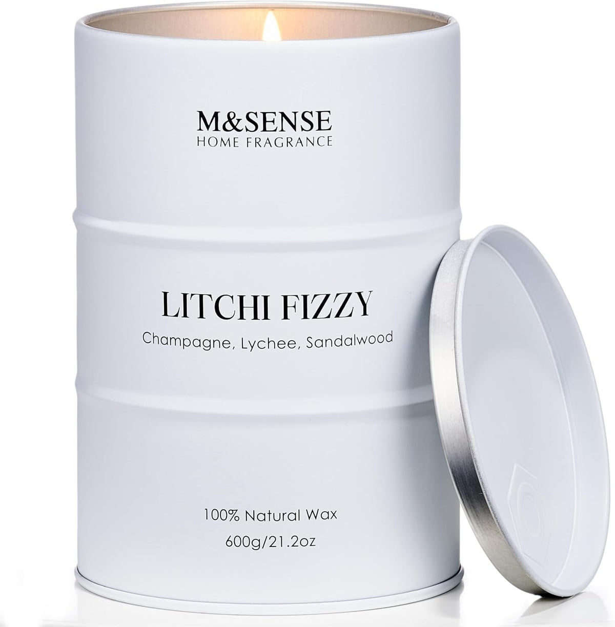 M&SENSE Oud Holz Duftkerze im Glas, groß 600g, natürliches Sojawachs, langanhaltende Brenndauer bis zu 130 Stunden, dekorative Sojakerze für Heim und Wohnzimmer, Geschenk für Männer