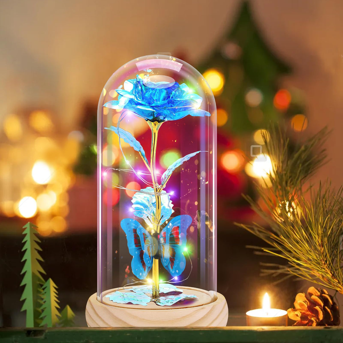 Otlonpe Geschenke für Frauen, Ewige Glas Rose Personalisierte Geburtstagsgeschenk für Frauen Freundin Mama Oma Frau Valentinstag Weihnachts Muttertags