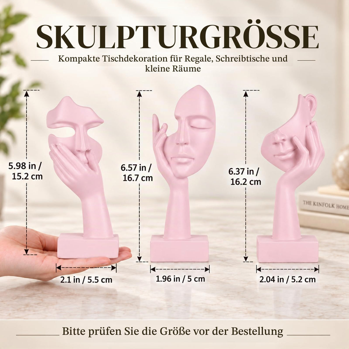 Schwarze Heimdekoration Akzentkunst Frau Gesicht Statue Sammlerstück Statue für modernes Zuhause Wohnzimmer Bücherregal Schwarz Schreibtisch Dekor 3-teiliges Set