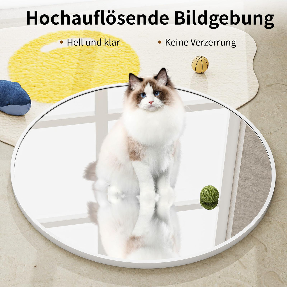 BEAUTYPEAK 46cm Runder Spiegel,Bruchsicherer Wandspiegel mit Aluminiumrahme