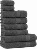 Tuiste Handtücher Set Anthrazit Grau | Handtuch Set 8 Teilig | 2X Badetücher Set, 4X Handtücher, 2X Gästetücher | Weich und Saugstark | Farbe : Anthrazit Grau