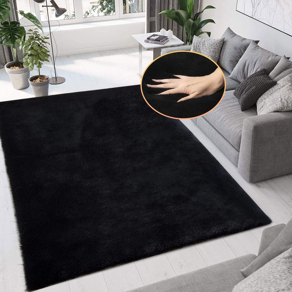 ORINOVA Teppich Schlafzimmer Beige Waschbar Flauschig 60x90 cm Fellteppich Kunstfell Wohnzimmer Kinderzimmer Teppich Weich Klein Deko Rechteckig