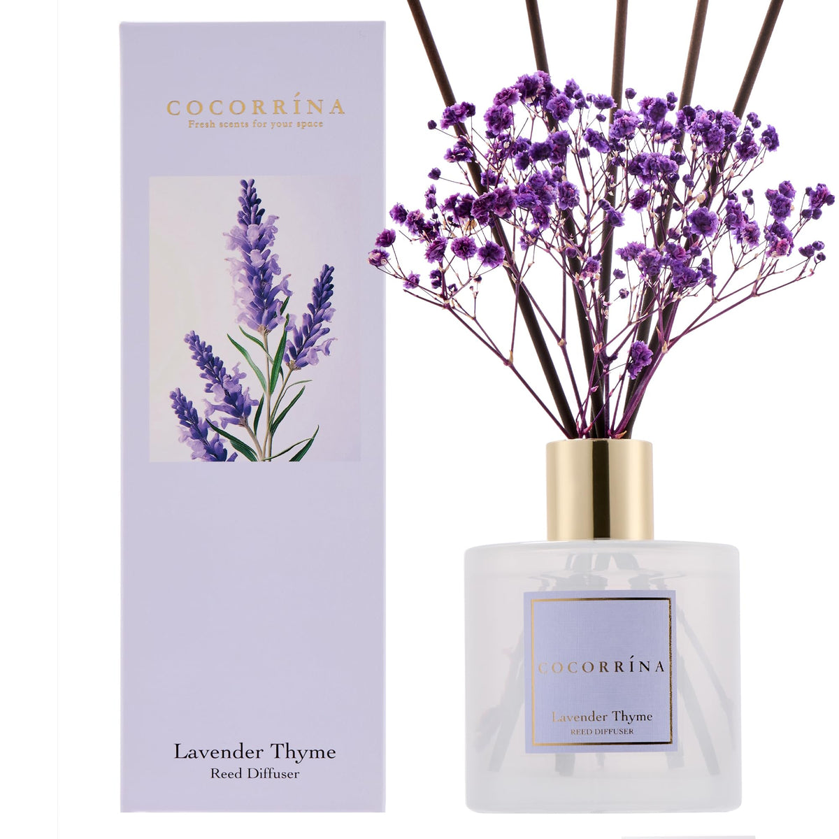 COCORRÍNA Raumduft Reed Diffuser mit 8 Duftstäbchen 200ml- Sauberes Leinen, Natürlich, Langanhaltend, Home Duft ätherisches Öl Reed Diffusor für Badezimmer Regal Dekoration