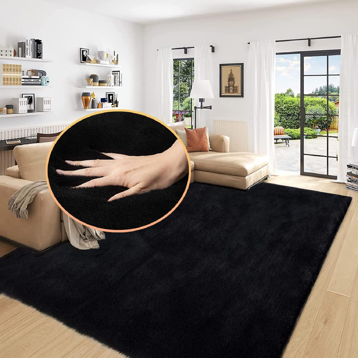 ORINOVA Teppich Schlafzimmer Beige Waschbar Flauschig 60x90 cm Fellteppich Kunstfell Wohnzimmer Kinderzimmer Teppich Weich Klein Deko Rechteckig