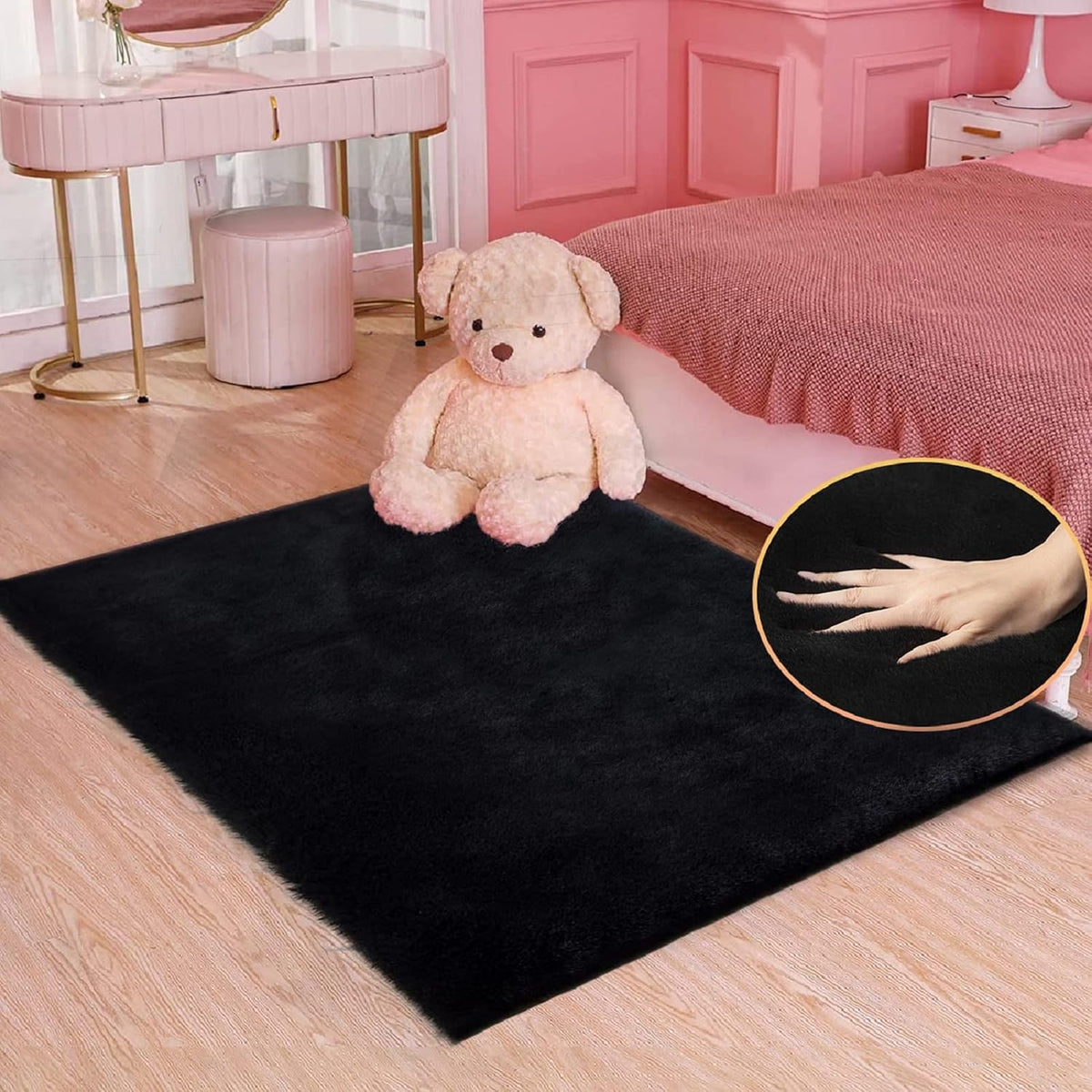 ORINOVA Teppich Schlafzimmer Beige Waschbar Flauschig 60x90 cm Fellteppich Kunstfell Wohnzimmer Kinderzimmer Teppich Weich Klein Deko Rechteckig