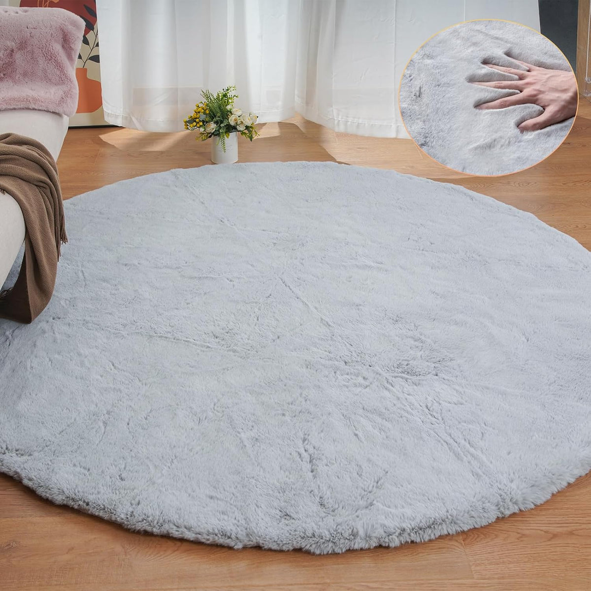 ORINOVA Teppich Schlafzimmer Beige Waschbar Flauschig 60x90 cm Fellteppich Kunstfell Wohnzimmer Kinderzimmer Teppich Weich Klein Deko Rechteckig