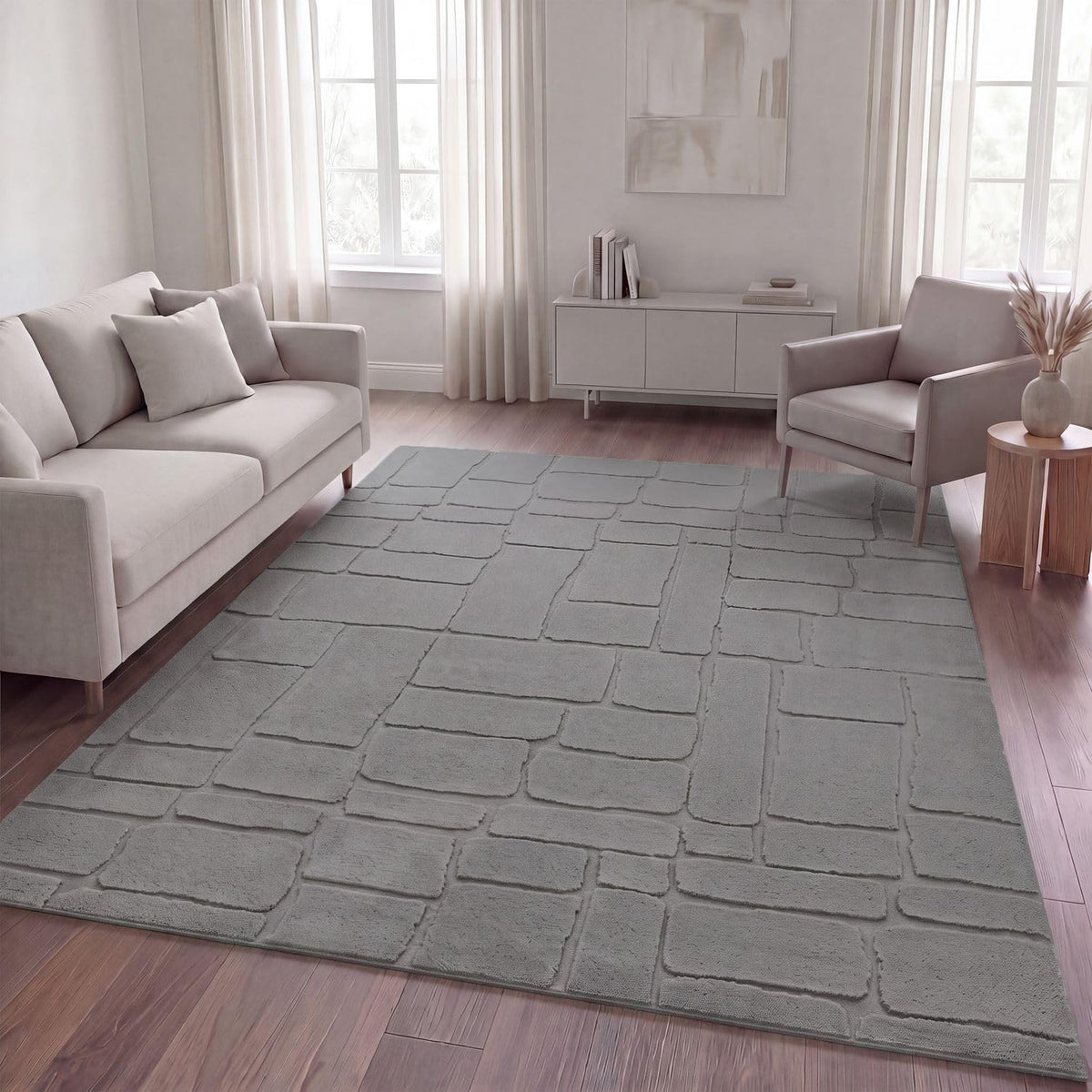 TT Home Wohnzimmer Teppich Schlafzimmer Hochflor Skandinavisches Design Unifarben Geometrisch Boho Style Modern Waschbar, Creme 1, 160x220 cm