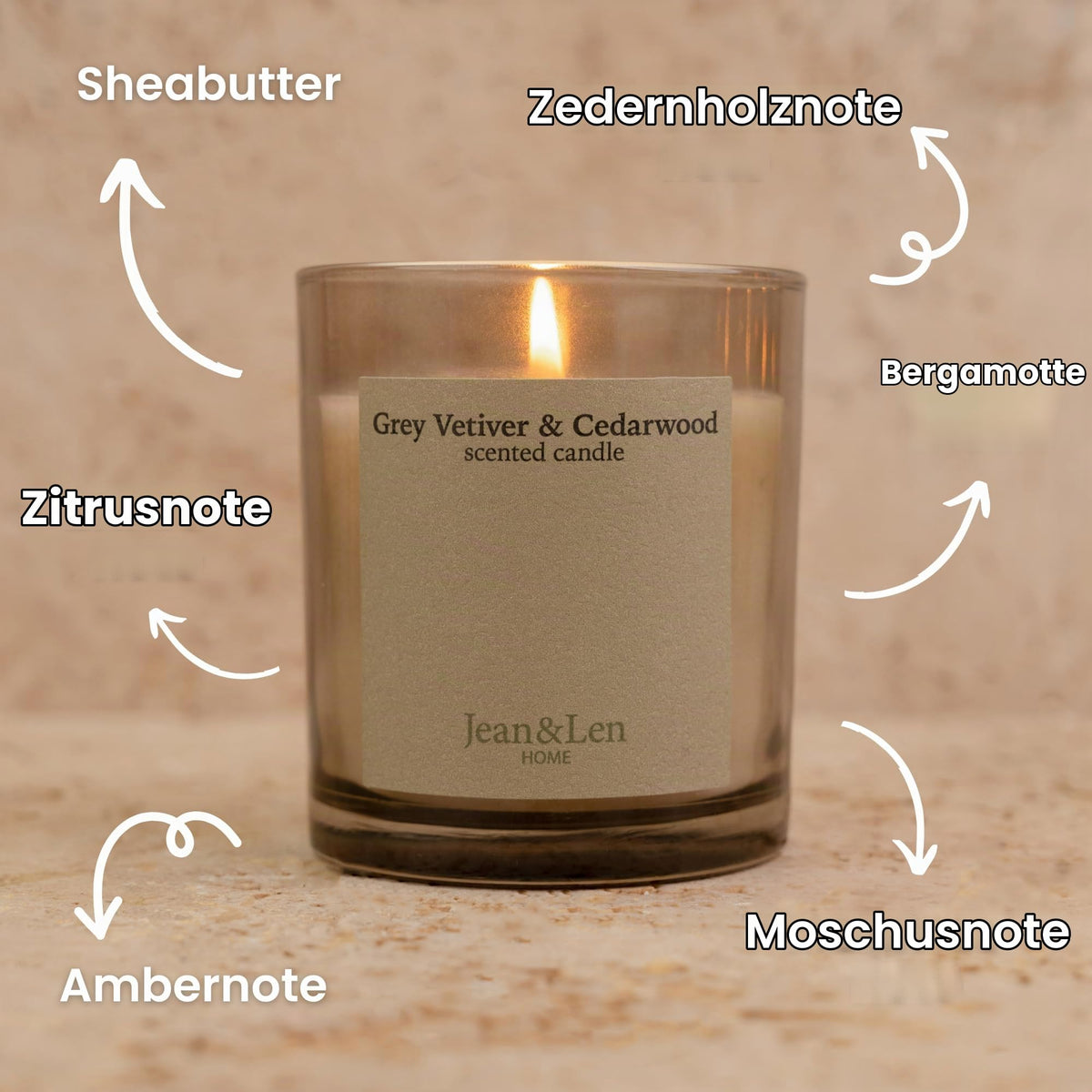 Jean & Len Scented Candle Lotus & Waterlily, vegan, 195 g