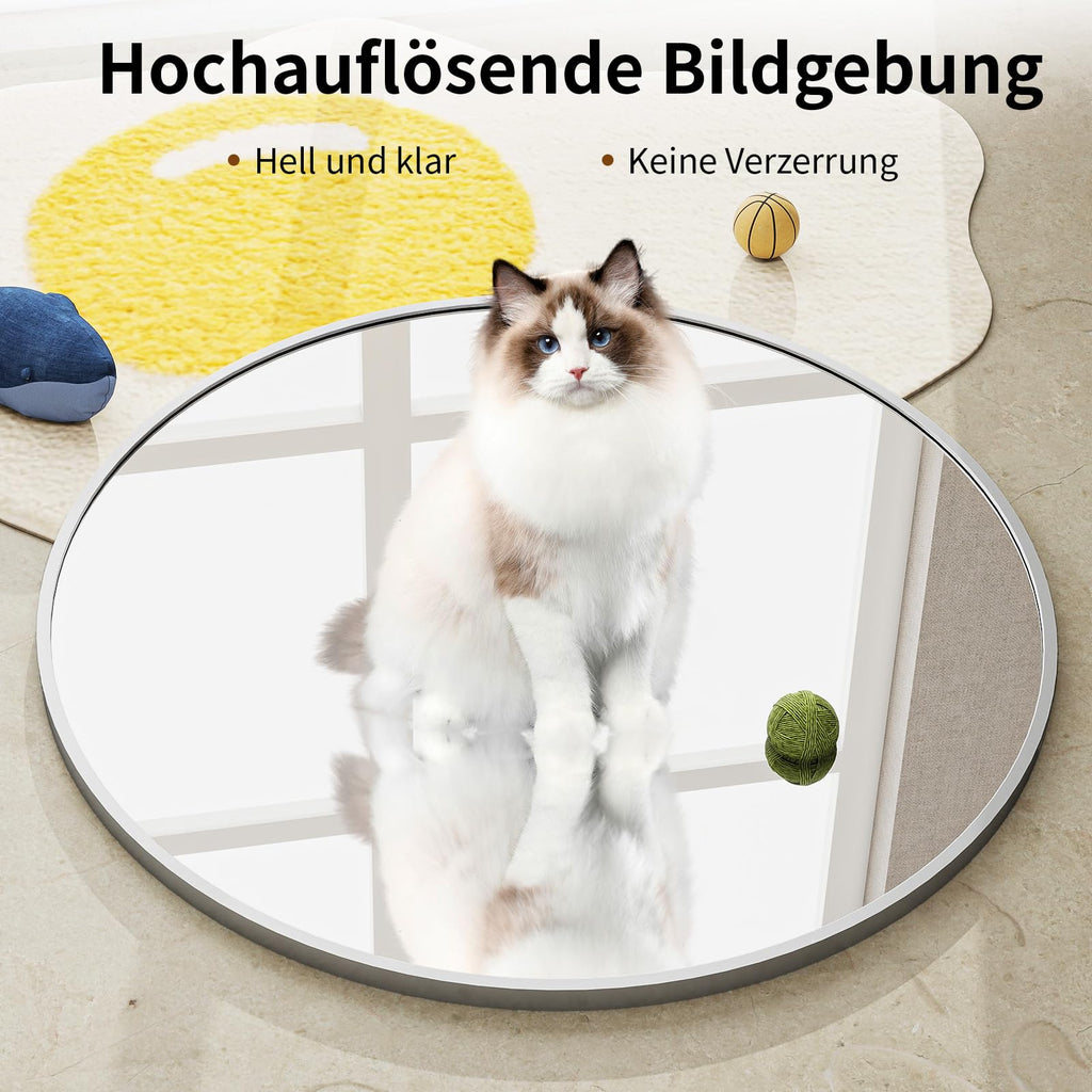 BEAUTYPEAK 46cm Runder Spiegel,Bruchsicherer Wandspiegel mit Aluminiumrahme