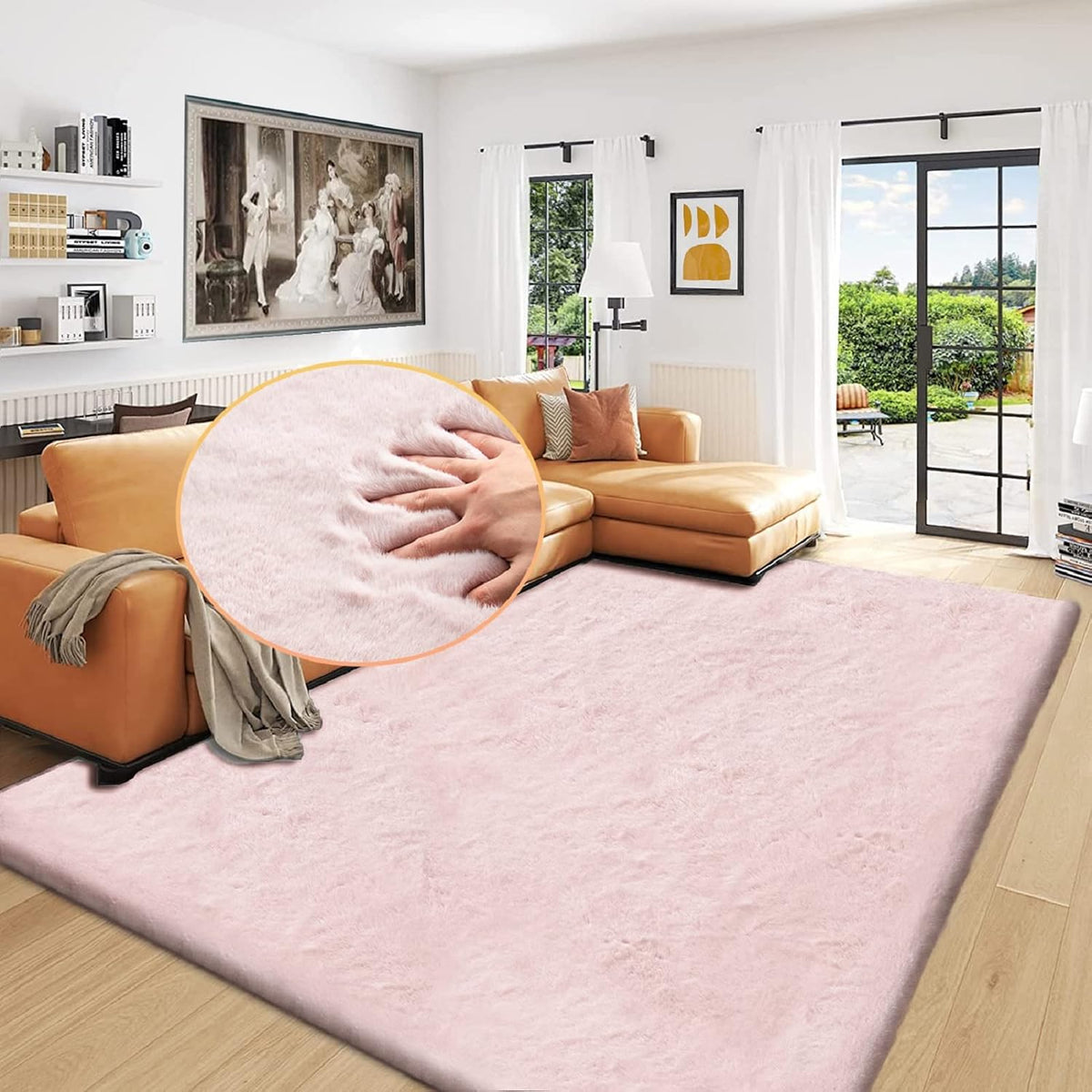 ORINOVA Teppich Schlafzimmer Beige Waschbar Flauschig 60x90 cm Fellteppich Kunstfell Wohnzimmer Kinderzimmer Teppich Weich Klein Deko Rechteckig