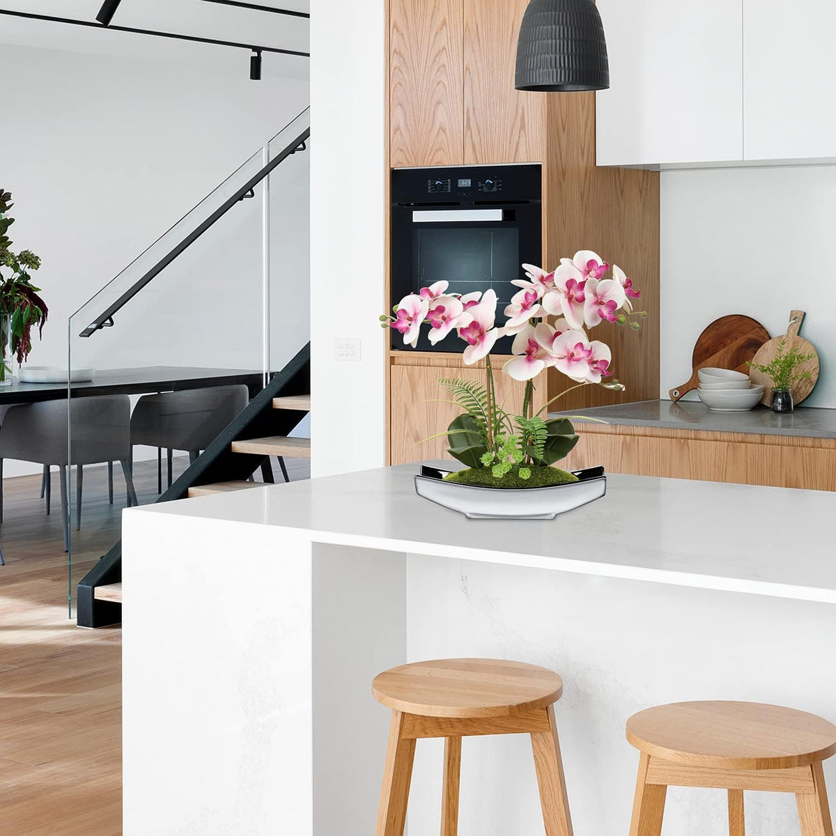 Briful Kunstblumen Orchideen Künstliche Phalaenopsis Bonsai Kunstblumen wie Echt im Topf Künstliche Blumen Deko für Wohnzimmer Badezimmer Tisch Dekoration, Höhe 38CM