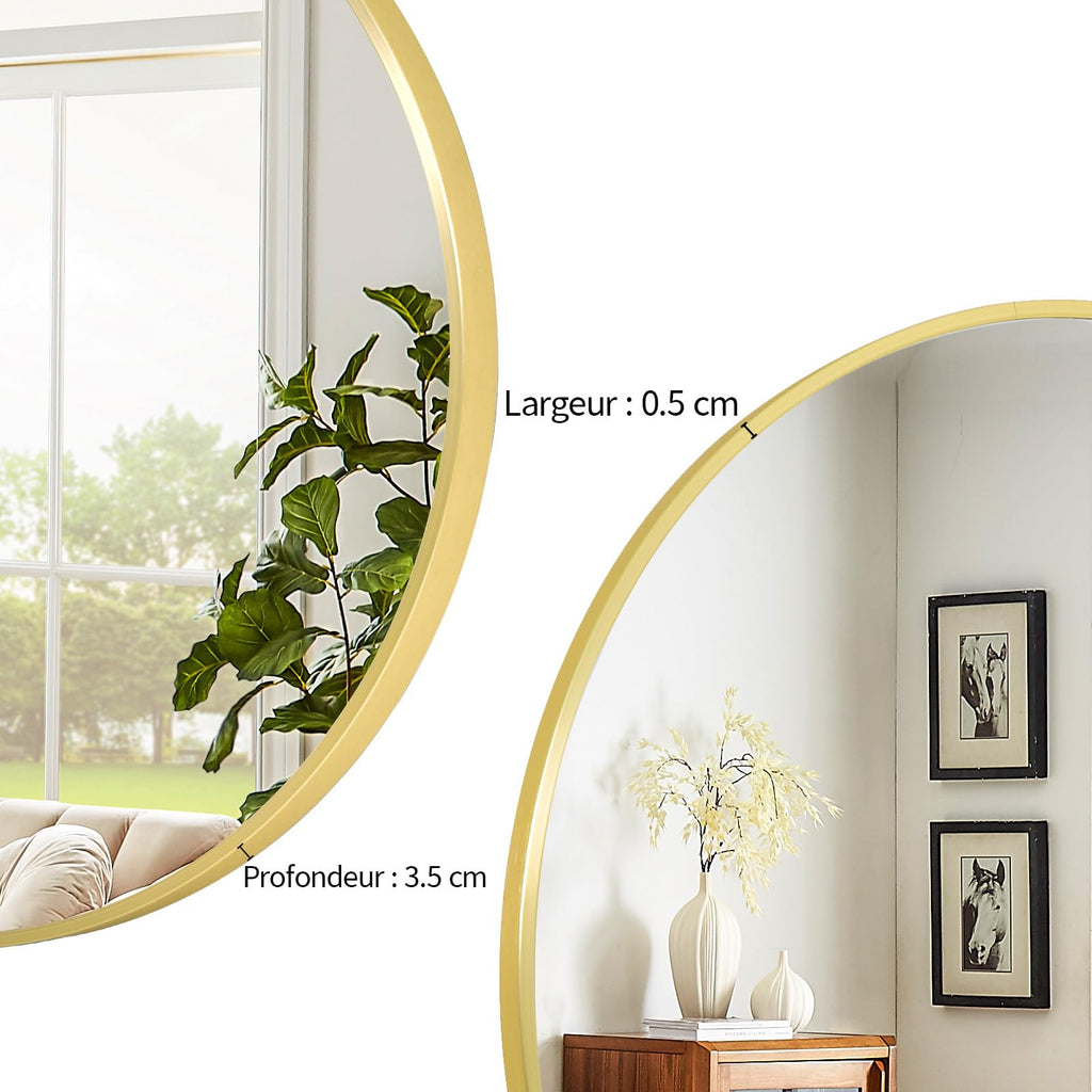 BEAUTYPEAK 46cm Runder Spiegel,Bruchsicherer Wandspiegel mit Aluminiumrahme