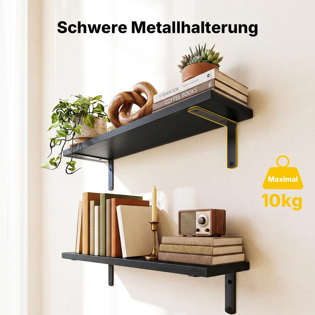 Amada Wandregal mit Aufbewahrungskorb für das Bad, 3er-Set, Helles Holz