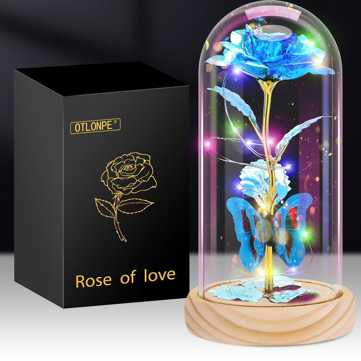 Otlonpe Geschenke für Frauen, Ewige Glas Rose Personalisierte Geburtstagsgeschenk für Frauen Freundin Mama Oma Frau Valentinstag Weihnachts Muttertags