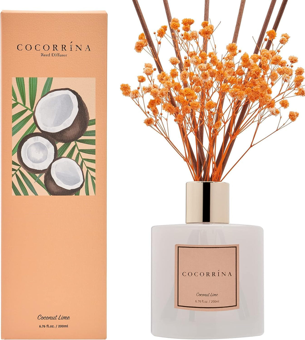 COCORRÍNA Raumduft Reed Diffuser mit 8 Duftstäbchen 200ml- Sauberes Leinen, Natürlich, Langanhaltend, Home Duft ätherisches Öl Reed Diffusor für Badezimmer Regal Dekoration