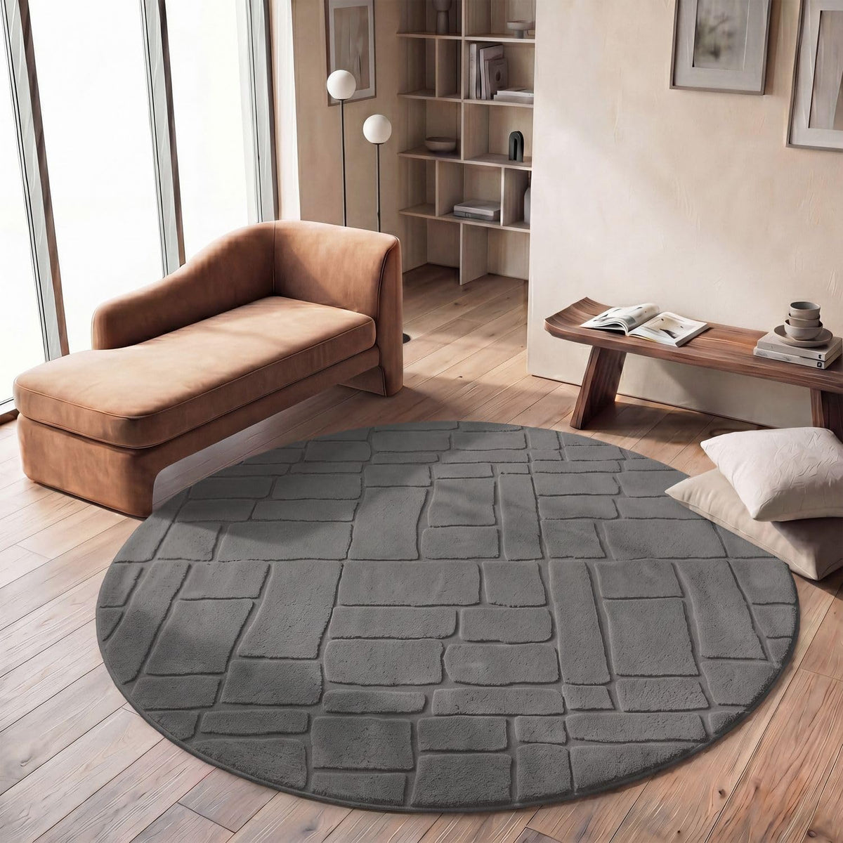 TT Home Wohnzimmer Teppich Schlafzimmer Hochflor Skandinavisches Design Unifarben Geometrisch Boho Style Modern Waschbar, Creme 1, 160x220 cm