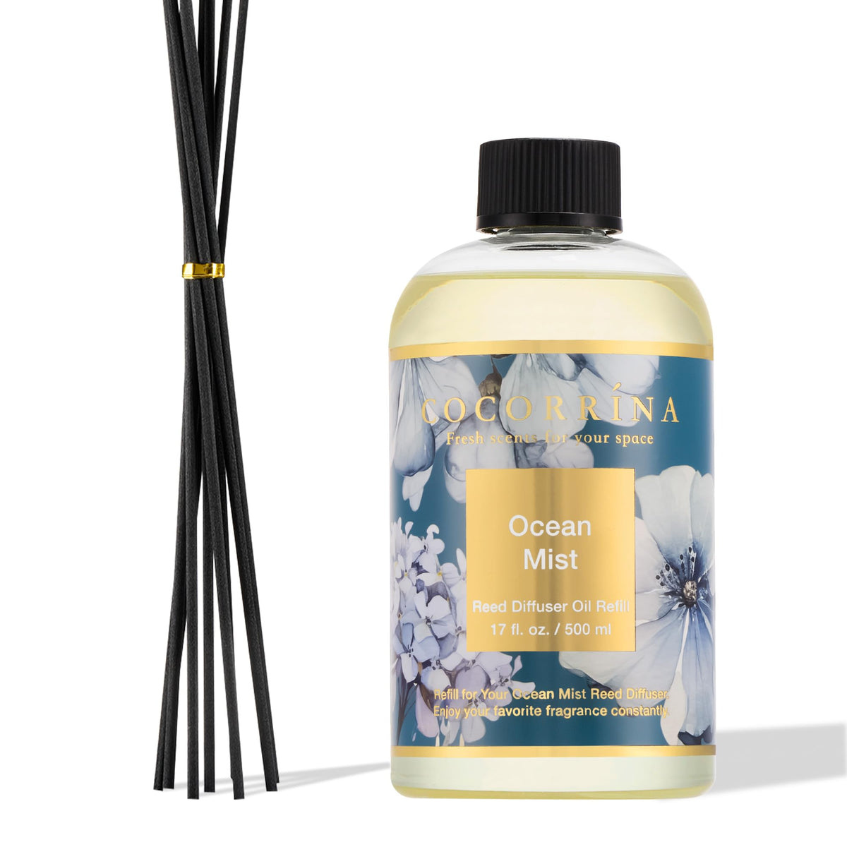 COCORRÍNA Raumduft Reed Diffuser mit 8 Duftstäbchen 200ml- Sauberes Leinen, Natürlich, Langanhaltend, Home Duft ätherisches Öl Reed Diffusor für Badezimmer Regal Dekoration