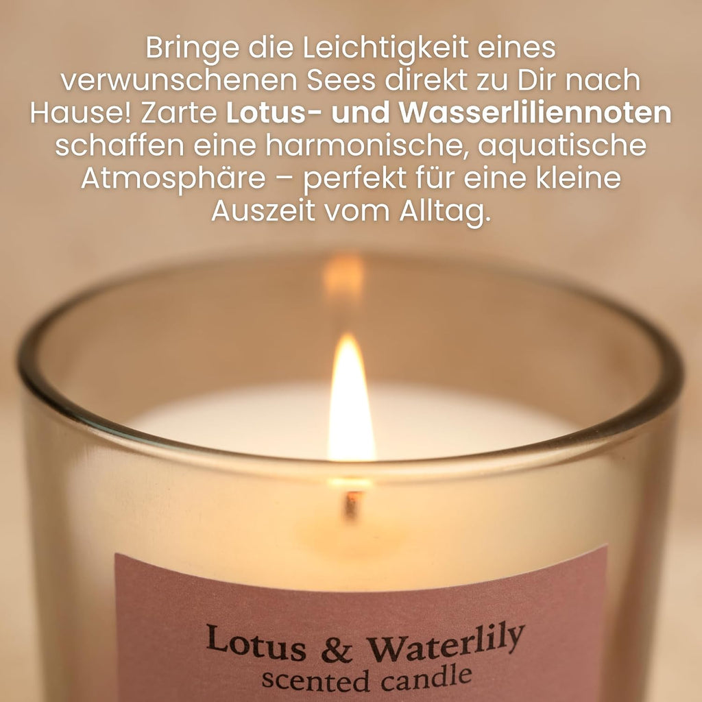 Jean & Len Scented Candle Lotus & Waterlily, vegan, 195 g