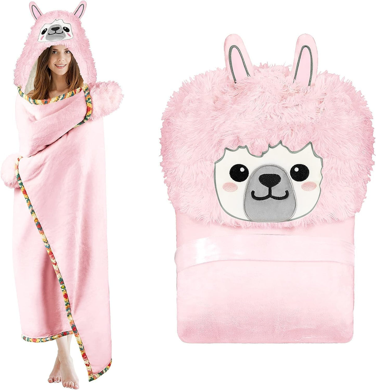 iyoimono Rosa Faultier Geschenk für Frauen Tragbare Decke Kuscheldecke