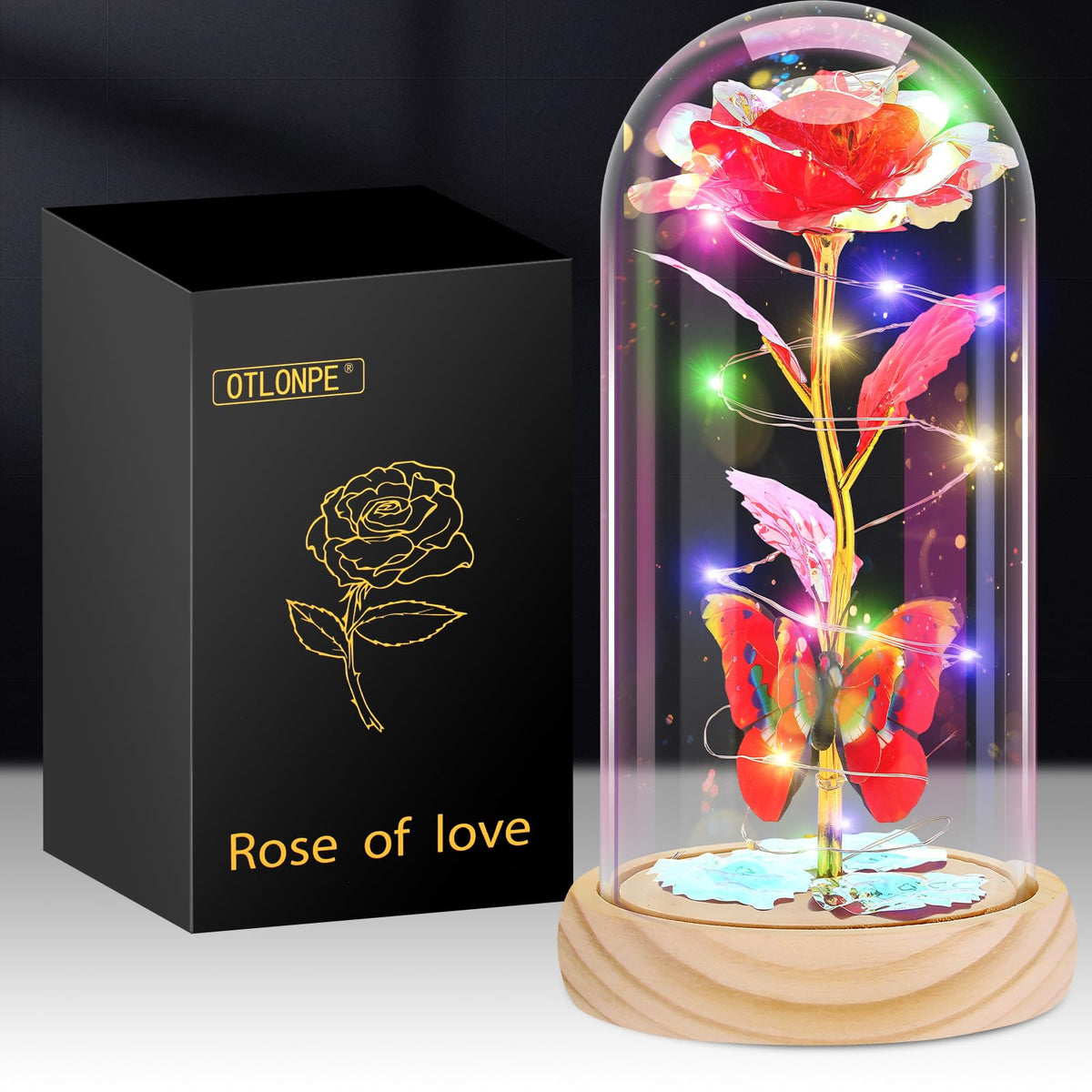 Otlonpe Geschenke für Frauen, Ewige Glas Rose Personalisierte Geburtstagsgeschenk für Frauen Freundin Mama Oma Frau Valentinstag Weihnachts Muttertags