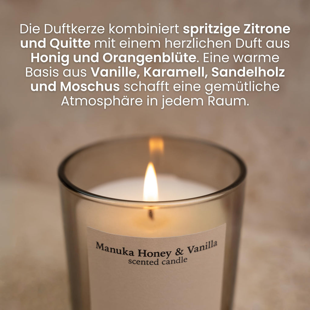 Jean & Len Scented Candle Manuka Honey & Vanilla, vegan, 195 g