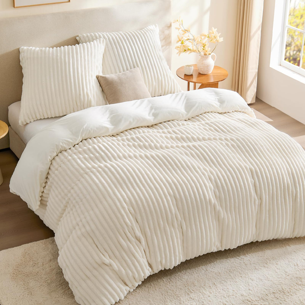 BEDELITE Flanell Bettwäsche 200x200 3teilig Plüsch, Fleece Winter Bettbezug
