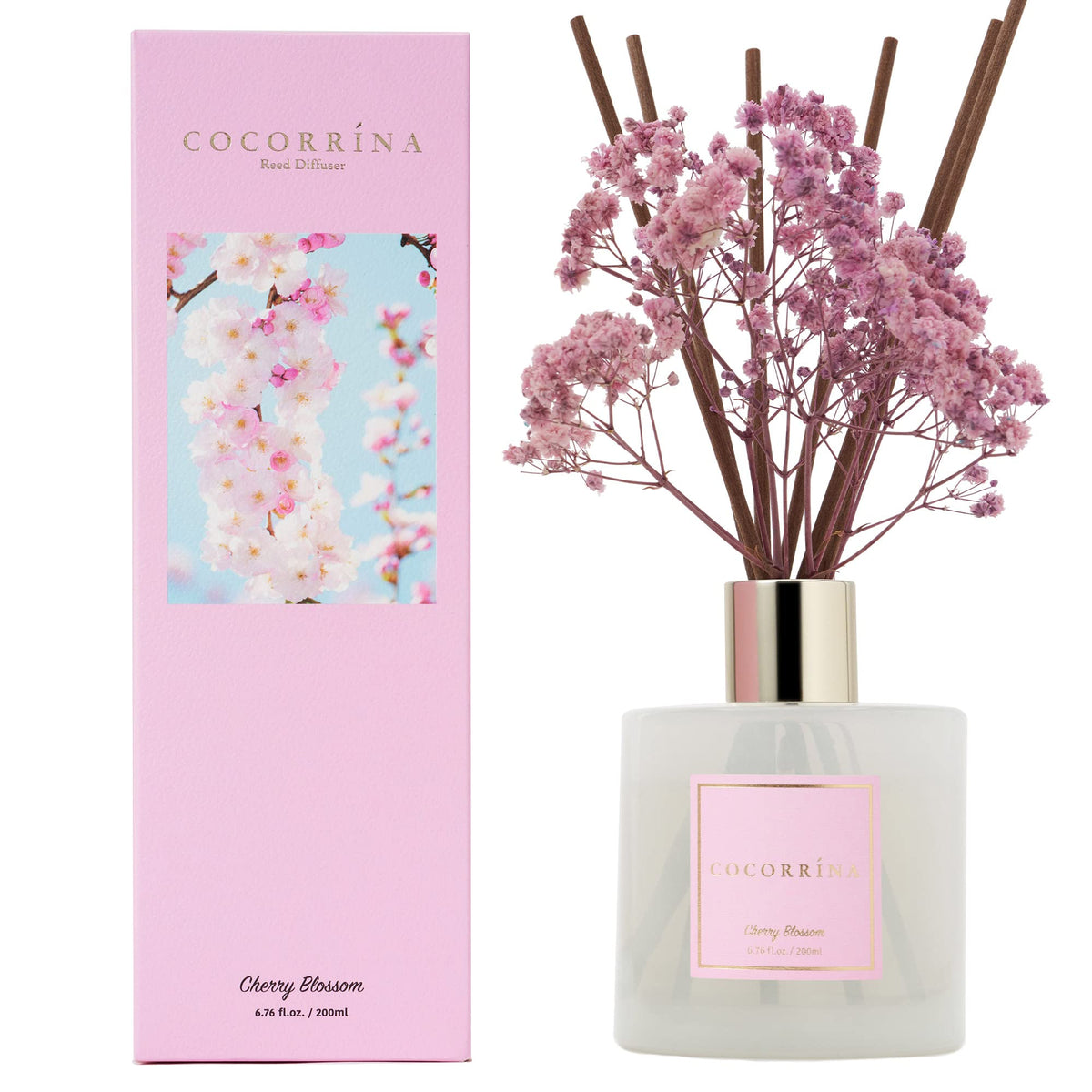 COCORRÍNA Raumduft Reed Diffuser mit 8 Duftstäbchen 200ml- Sauberes Leinen, Natürlich, Langanhaltend, Home Duft ätherisches Öl Reed Diffusor für Badezimmer Regal Dekoration