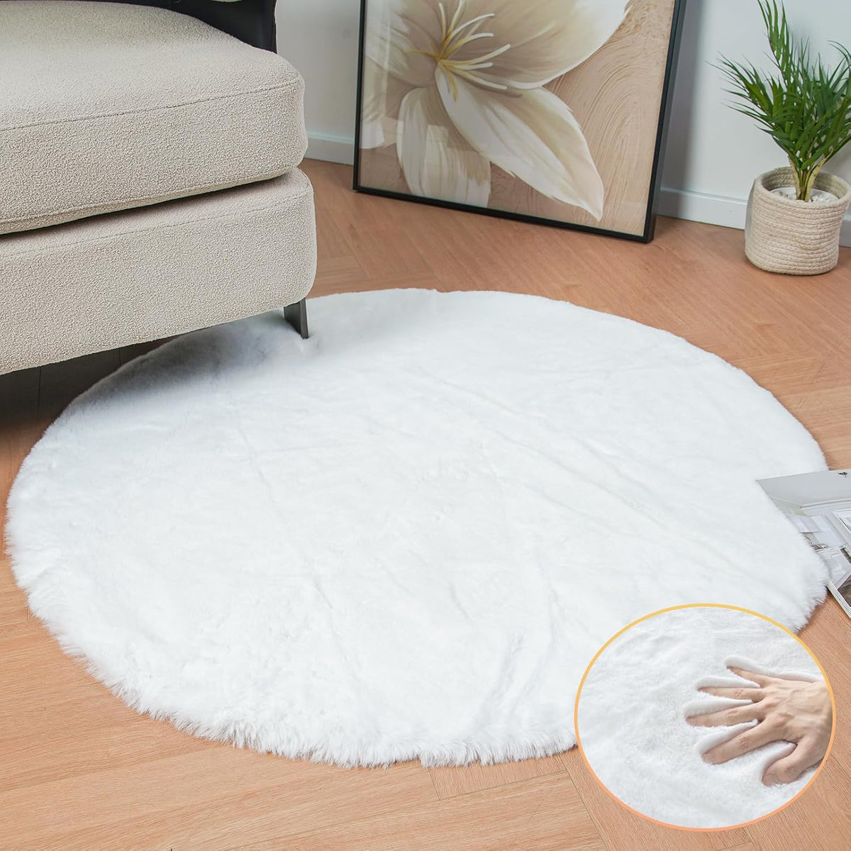 ORINOVA Teppich Schlafzimmer Beige Waschbar Flauschig 60x90 cm Fellteppich Kunstfell Wohnzimmer Kinderzimmer Teppich Weich Klein Deko Rechteckig
