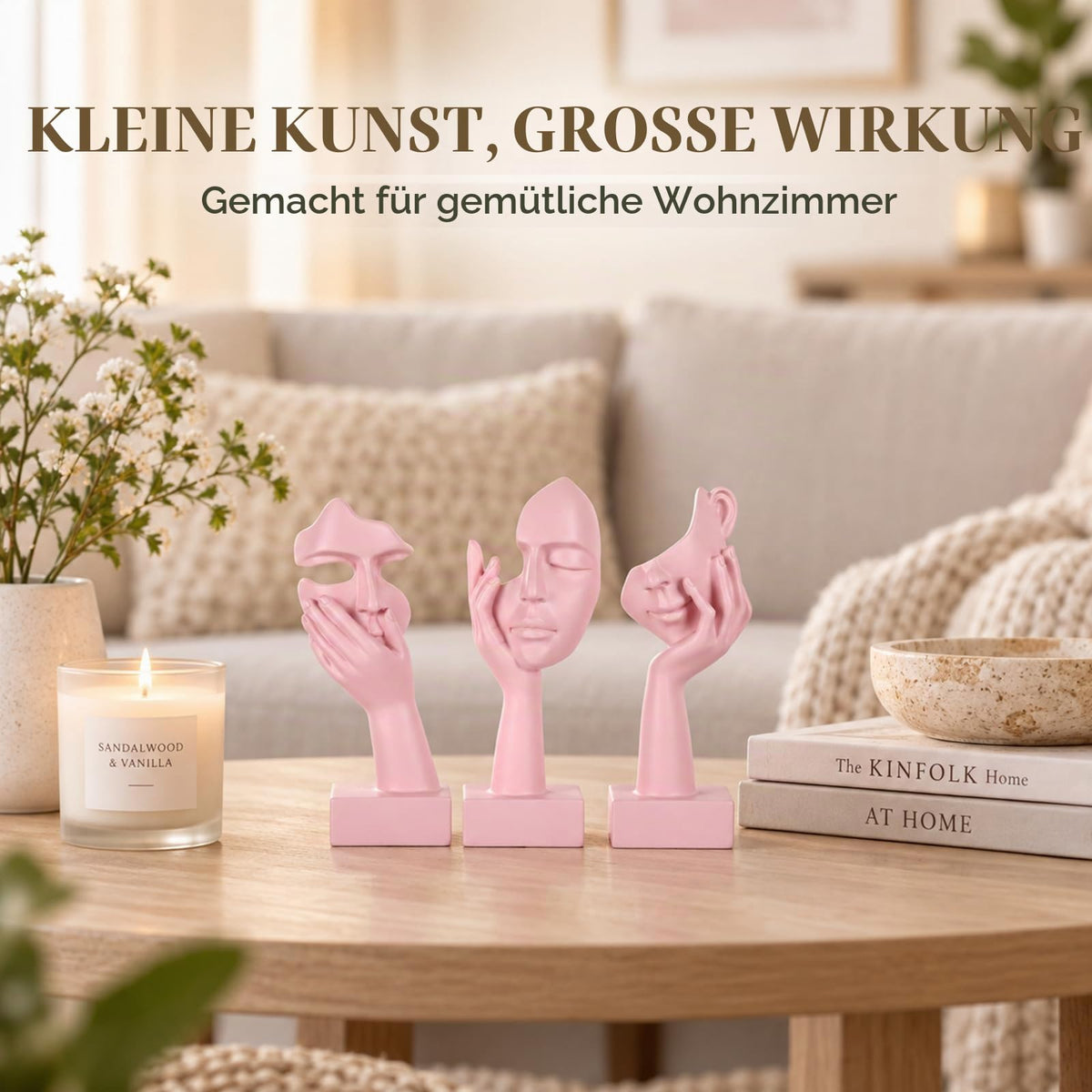 Schwarze Heimdekoration Akzentkunst Frau Gesicht Statue Sammlerstück Statue für modernes Zuhause Wohnzimmer Bücherregal Schwarz Schreibtisch Dekor 3-teiliges Set