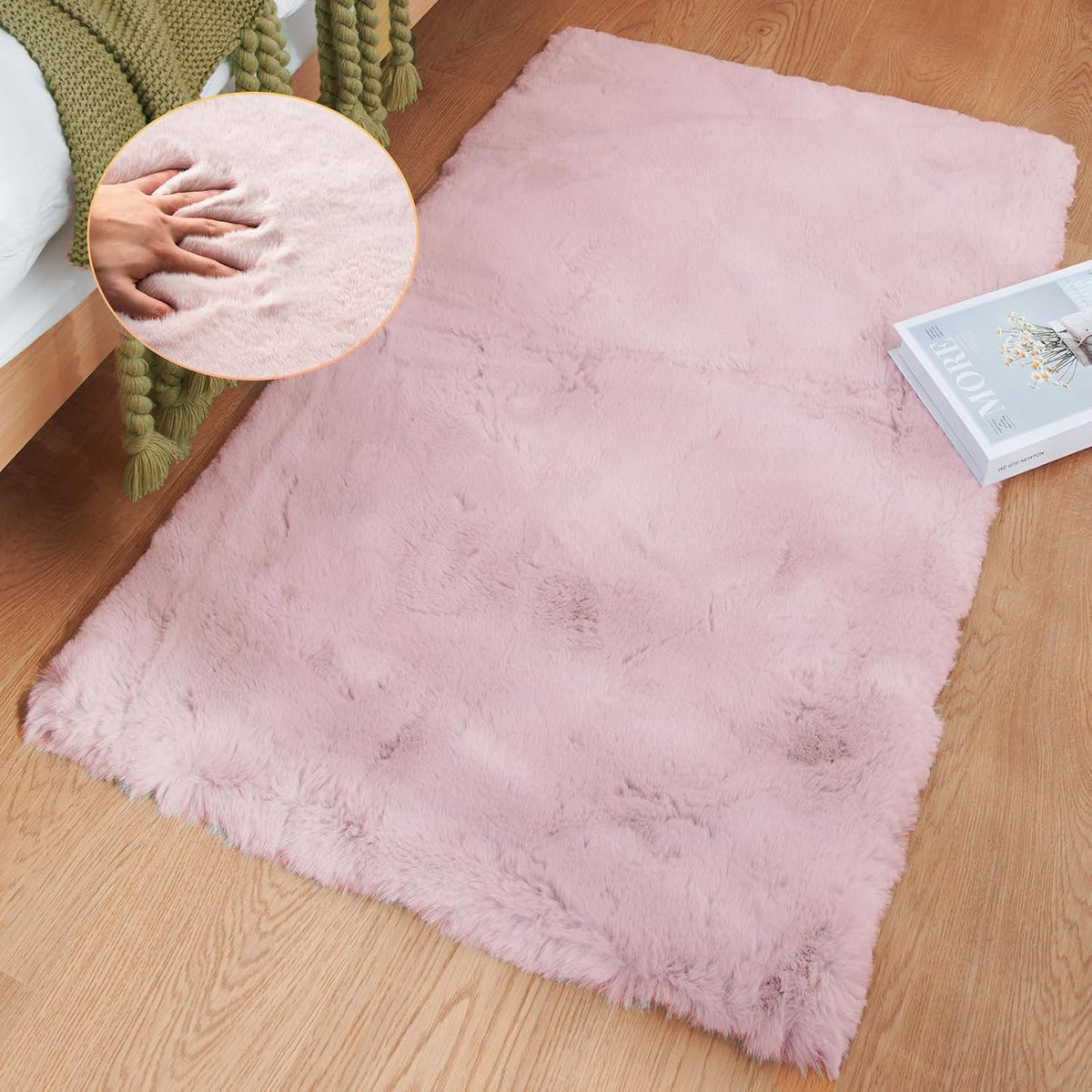 ORINOVA Teppich Schlafzimmer Beige Waschbar Flauschig 60x90 cm Fellteppich Kunstfell Wohnzimmer Kinderzimmer Teppich Weich Klein Deko Rechteckig