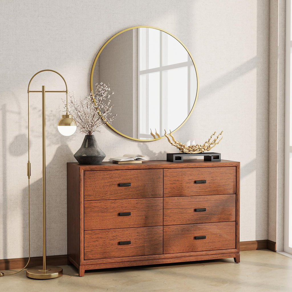 BEAUTYPEAK 46cm Runder Spiegel,Bruchsicherer Wandspiegel mit Aluminiumrahme