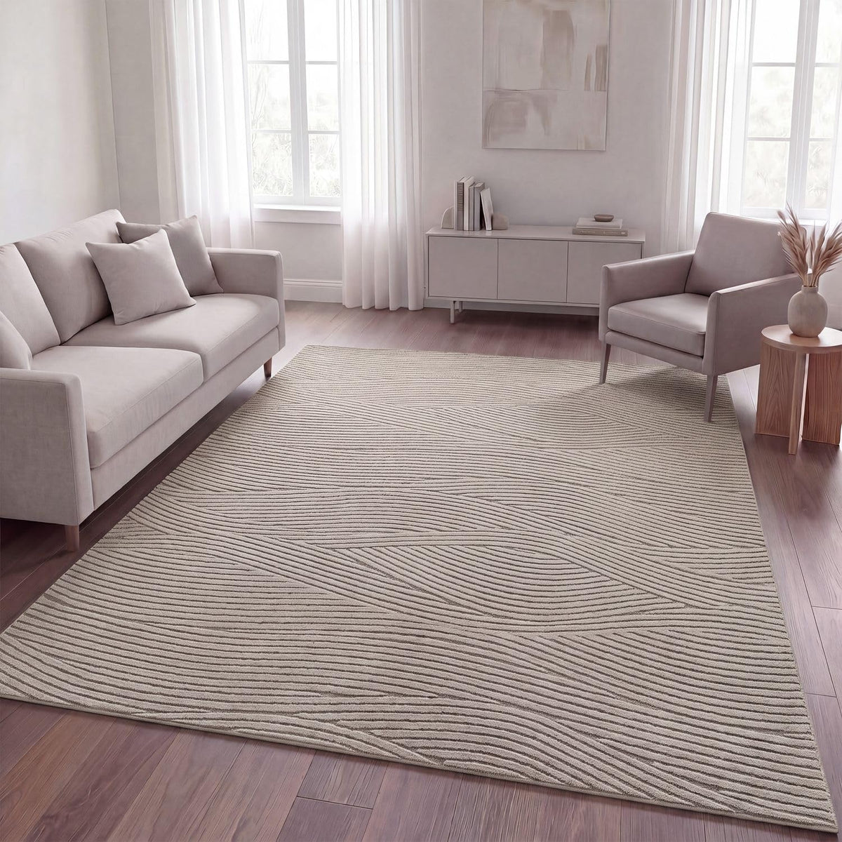 TT Home Wohnzimmer Teppich Schlafzimmer Hochflor Skandinavisches Design Unifarben Geometrisch Boho Style Modern Waschbar, Creme 1, 160x220 cm