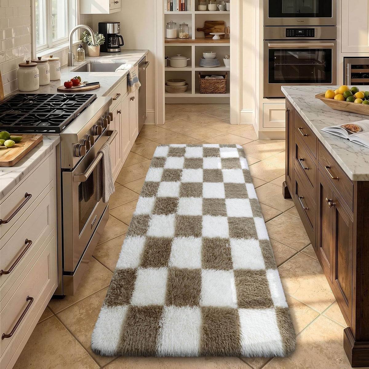 Homaxy Hochflor Waschbar Großer Teppich Wohnzimmer 120 x 160 cm Beige&Creme