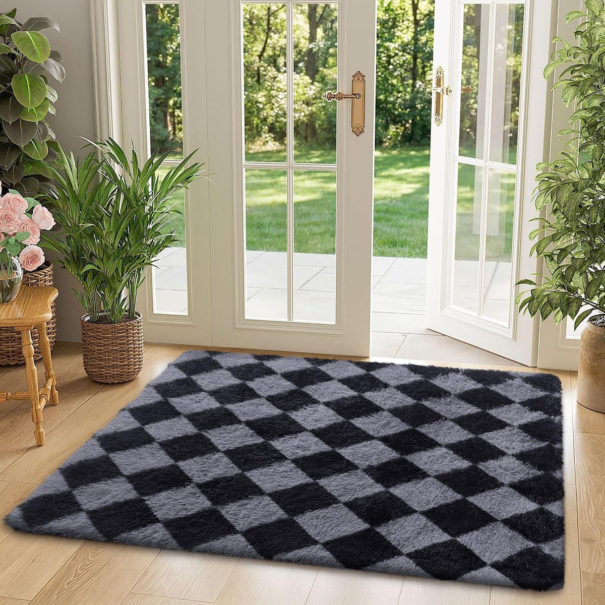 Homaxy Hochflor Waschbar Großer Teppich Wohnzimmer 120 x 160 cm Beige&Creme