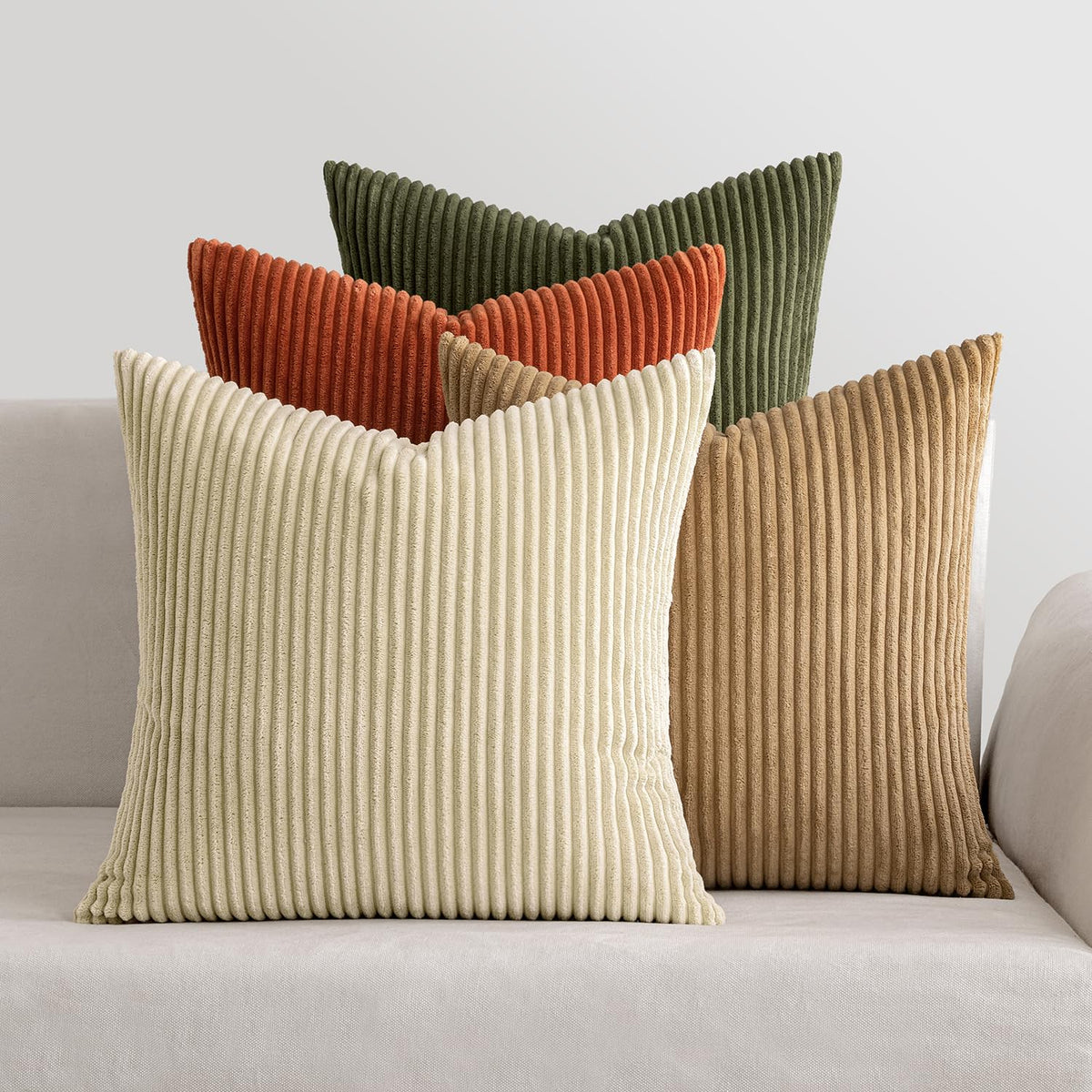 MIULEE Kissenbezug 40x40 4er Set Kordsamt Kissenhülle sofakissen Green