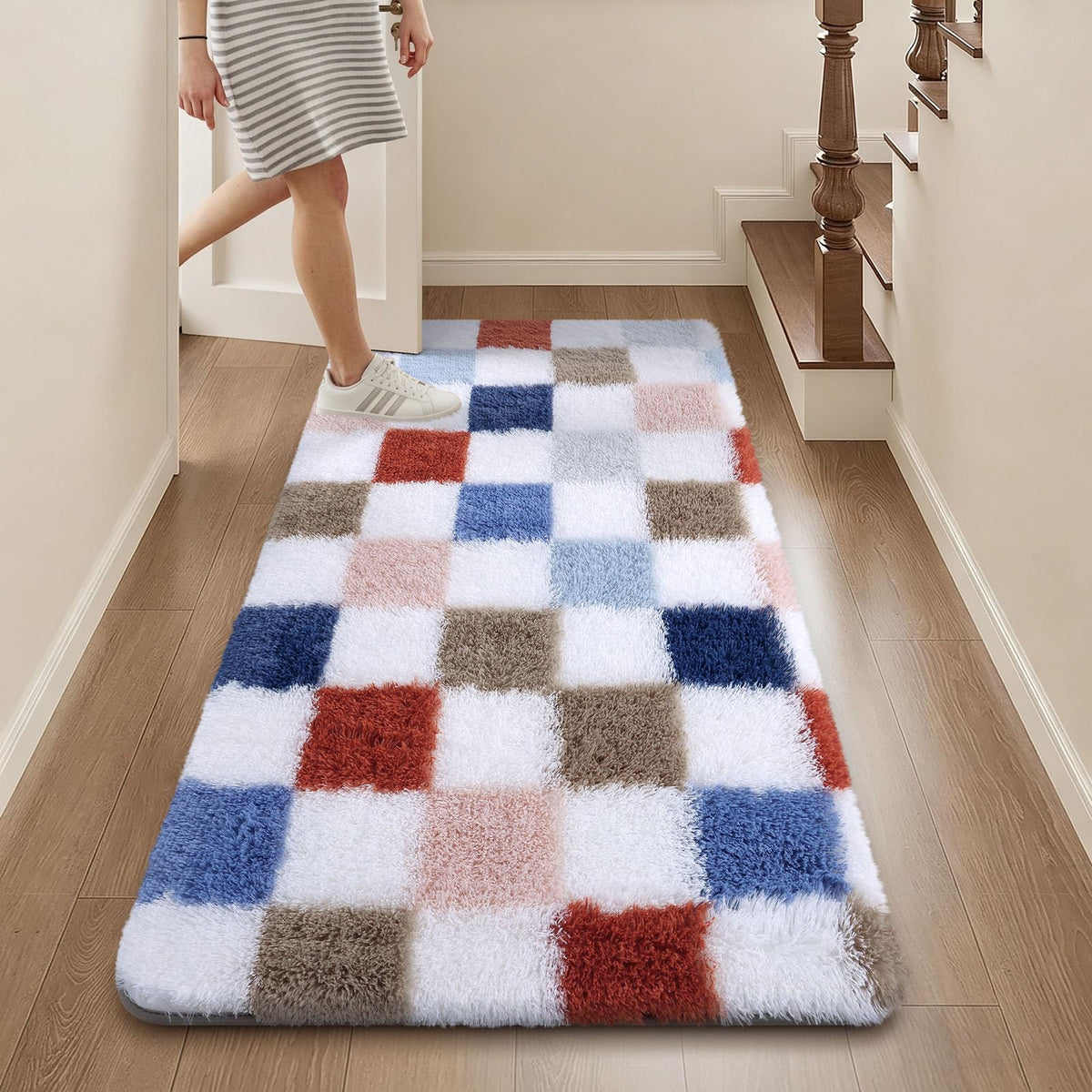 Homaxy Hochflor Waschbar Großer Teppich Wohnzimmer 120 x 160 cm Beige&Creme