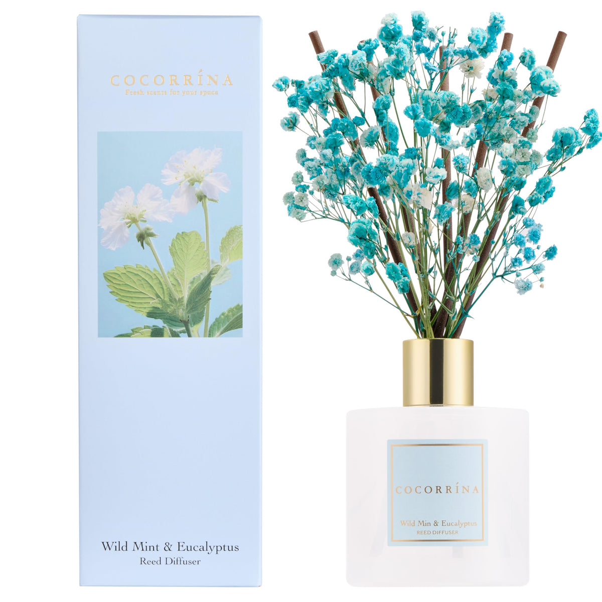 COCORRÍNA Raumduft Reed Diffuser mit 8 Duftstäbchen 200ml- Sauberes Leinen, Natürlich, Langanhaltend, Home Duft ätherisches Öl Reed Diffusor für Badezimmer Regal Dekoration