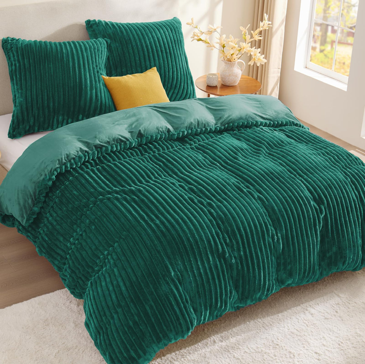 BEDELITE Flanell Bettwäsche 200x200 3teilig Plüsch, Fleece Winter Bettbezug